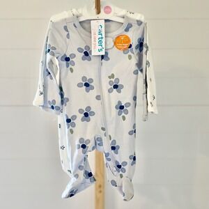 Carters Just One You Baby Girls 2-Pack Floral Sleep and Play Blue White Newborn